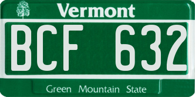 VT license plate BCF632