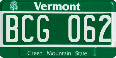 VT license plate BCG062