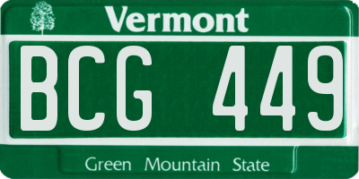 VT license plate BCG449