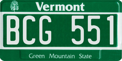 VT license plate BCG551