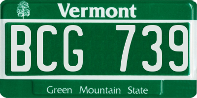 VT license plate BCG739