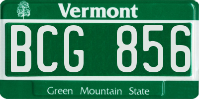 VT license plate BCG856