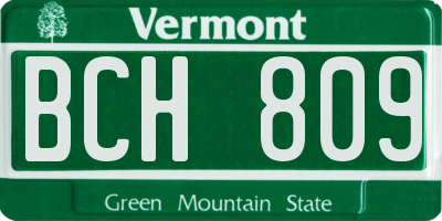 VT license plate BCH809