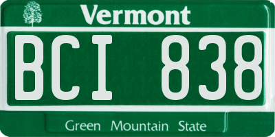 VT license plate BCI838