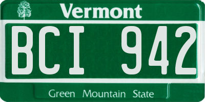 VT license plate BCI942