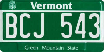VT license plate BCJ543