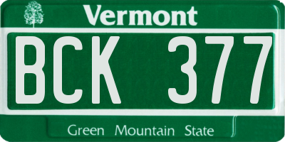 VT license plate BCK377