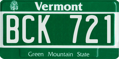 VT license plate BCK721