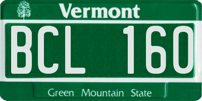 VT license plate BCL160