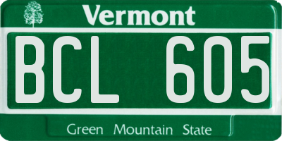 VT license plate BCL605