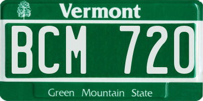 VT license plate BCM720
