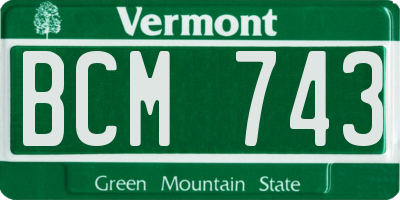 VT license plate BCM743