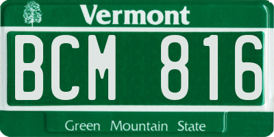 VT license plate BCM816