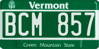 VT license plate BCM857