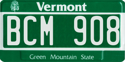 VT license plate BCM908