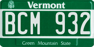VT license plate BCM932