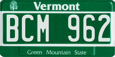 VT license plate BCM962