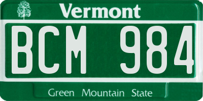 VT license plate BCM984