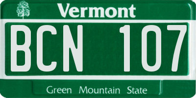 VT license plate BCN107