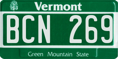 VT license plate BCN269