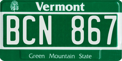 VT license plate BCN867