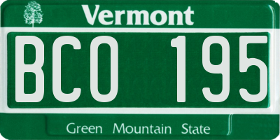 VT license plate BCO195