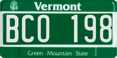 VT license plate BCO198