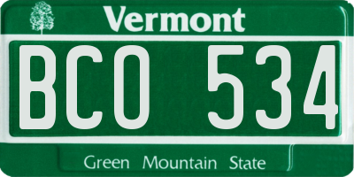 VT license plate BCO534