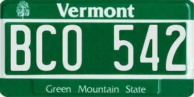 VT license plate BCO542