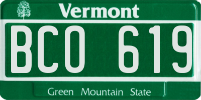 VT license plate BCO619