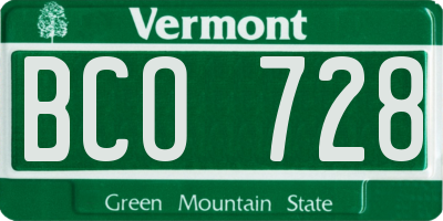 VT license plate BCO728
