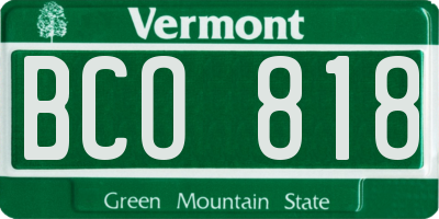 VT license plate BCO818