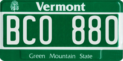 VT license plate BCO880