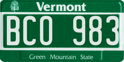VT license plate BCO983