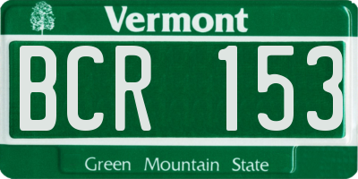 VT license plate BCR153