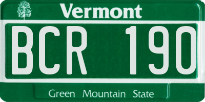 VT license plate BCR190