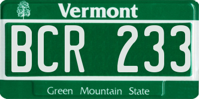 VT license plate BCR233