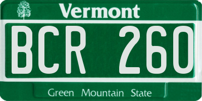 VT license plate BCR260