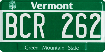 VT license plate BCR262