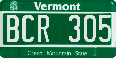 VT license plate BCR305