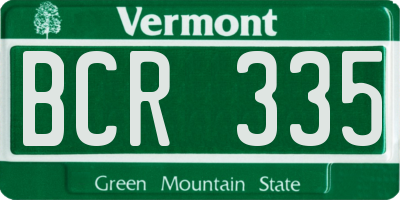 VT license plate BCR335