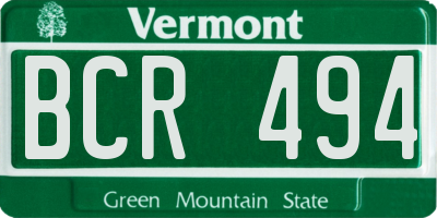VT license plate BCR494