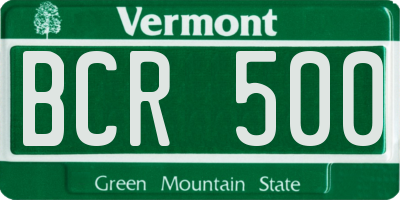 VT license plate BCR500