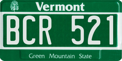 VT license plate BCR521