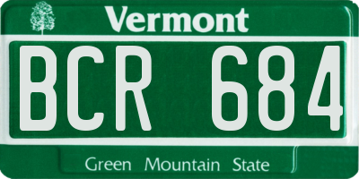 VT license plate BCR684