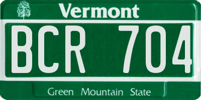 VT license plate BCR704