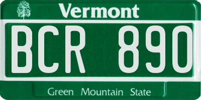 VT license plate BCR890