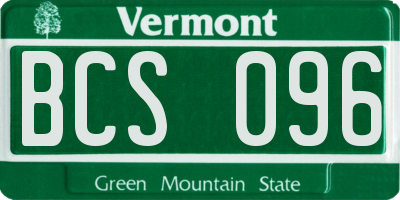 VT license plate BCS096