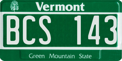 VT license plate BCS143