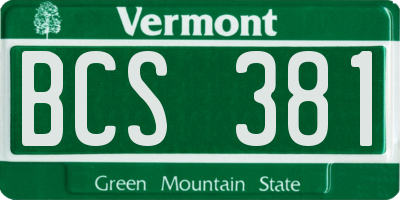 VT license plate BCS381